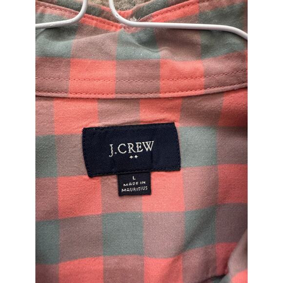 J.Crew Men’s Button Down Shirt – Large – Coral & Gray Check – 100% Cotton - Picture 2 of 3